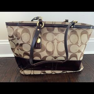 Coach Signature Stripe Tote Bag